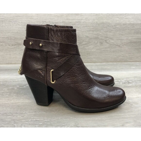 B.O.C. Born Concept Women's Richardson Brown Leather Heeled Ankle Boots Sz 6.5M - Picture 1 of 10